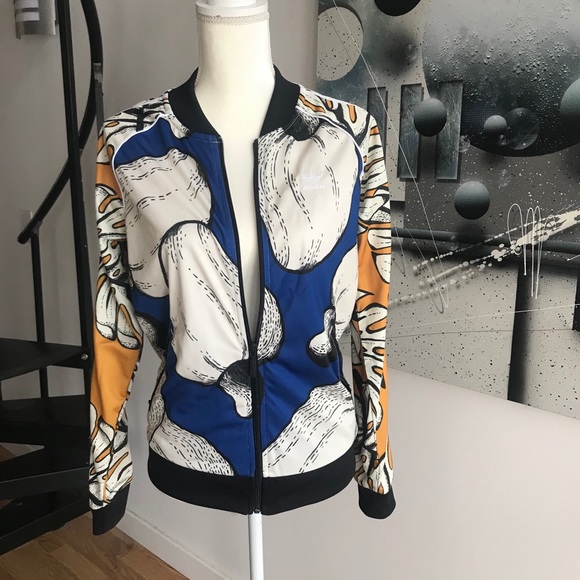 ADIDAS x FARM RIO collab tropical palm limited edition superstar jacket size S - Picture 8 of 13